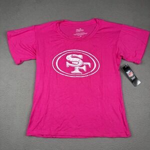 SF 49ers Shirt Womens Medium Pink NFL Football Majestic Threads McCaffrey